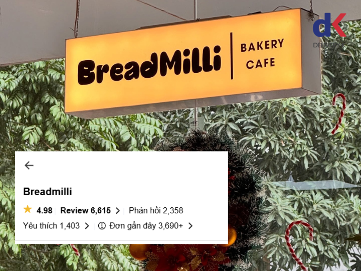 Breadmilli được đánh giá cao tại app Delivery K