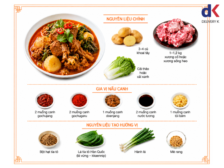 nguyên liệu canh xương khoai tây chuẩn vị Hàn Quốc